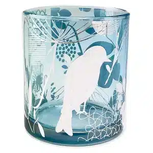 Alesta Home Kuş Desenli Dekoratif Mavi Tealight Mumluk 7x7cm