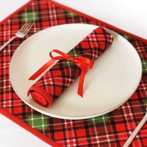 Alternative view of Alesta Home Kırmızı Pötikareli Pamuklu 6'lı Amerikan Servis 35x50 cm SRV011