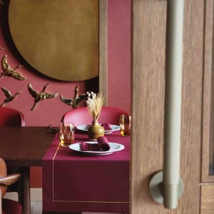 Alesta Home Mürdüm %100 İpek Sarı Zikzak Dikişli Runner 50x160 cm