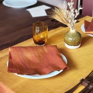 Alesta Home Mor Zikzak Dikişli Turuncu İpek Peçete 45x45 cm PCT015