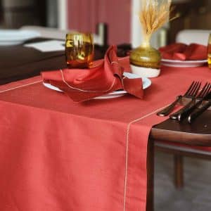 Alesta Home Kiremit Rengi İpek Sarı Zikzak Dikişli Runner 50x160 cm RNR020