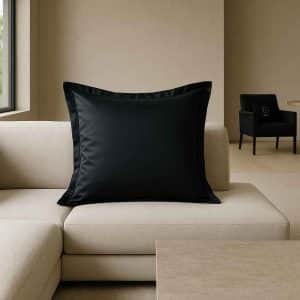 Alesta Home Modern Siyah Saten Kulaklı Kırlent Kılıfı 60x60 cm