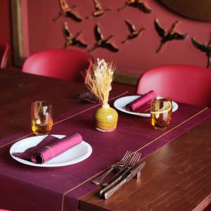 Alternative view of Alesta Home Mürdüm %100 İpek Sarı Zikzak Dikişli Runner 50x160 cm