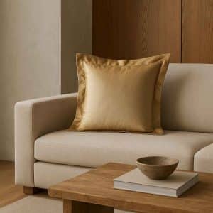 Alesta Home İpek Zikzak Dikişli Kulaklı Altın Kırlent Kılıfı 50x50 cm