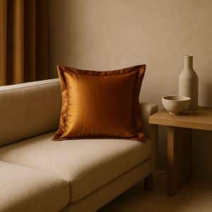 Alesta Home İpek Zikzak Dikişli Kulaklı Bakır Kırlent Kılıfı 55x55 cm