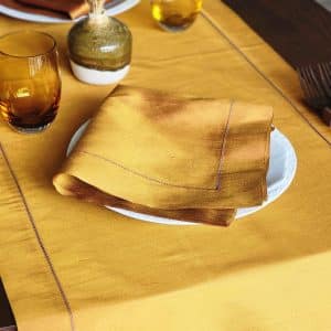 Alesta Home Kiremit Rengi İpek Mor Zikzak Dikişli Runner 50x160 cm RNR023