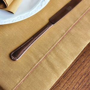 Alternative view of Alesta Home Altın Rengi İpek Mor Zikzak Dikişli Runner 50x160 cm RNR021