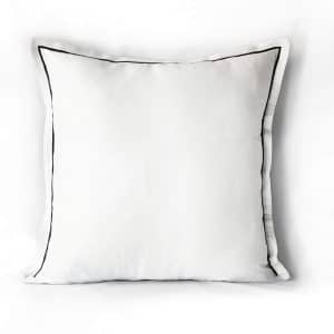 Alternative view of Alesta Home Minimalist Beyaz İpek Siyah Biyeli Kırlent Kılıfı 40x40 cm