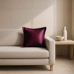 Alesta Home İpek Zikzak Dikişli Kulaklı Mürdüm Kırlent Kılıfı 55x55 cm