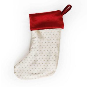 Alesta Home Yılbaşı Temalı Saten Desenli Kırmızı Kadife Başlıklı Dekoratif Çorap 20x30 cm CRP001