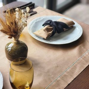 Alternative view of Alesta Home Açık Kahve %100 İpek Turkuaz Zikzak Dikişli Runner 50x160 cm