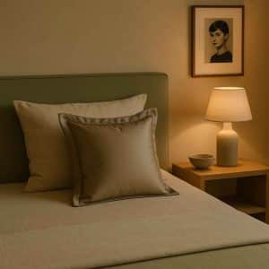 Alesta Home İpek Zikzak Dikişli Kulaklı Bej Kırlent Kılıfı 55x55 cm